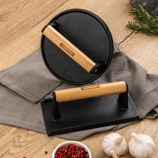 TRAMONTINA ENAMELLED CAST IRON ROUND GRILL PRESS 17 CM