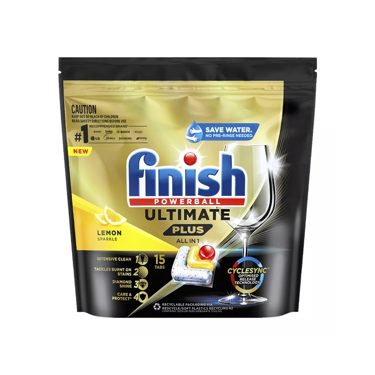 FINISH POWERBALL ULTIMATE PLUS ALL IN 1 LEMON PK15