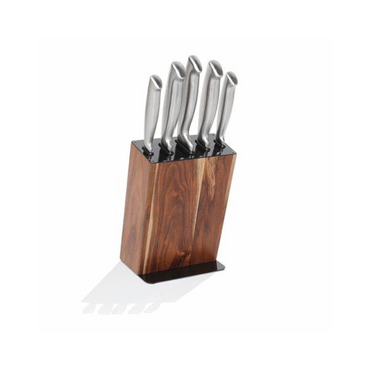 STANLEY ROGERS ACACIA BLACK KNIFE BLOCK SET 6PC