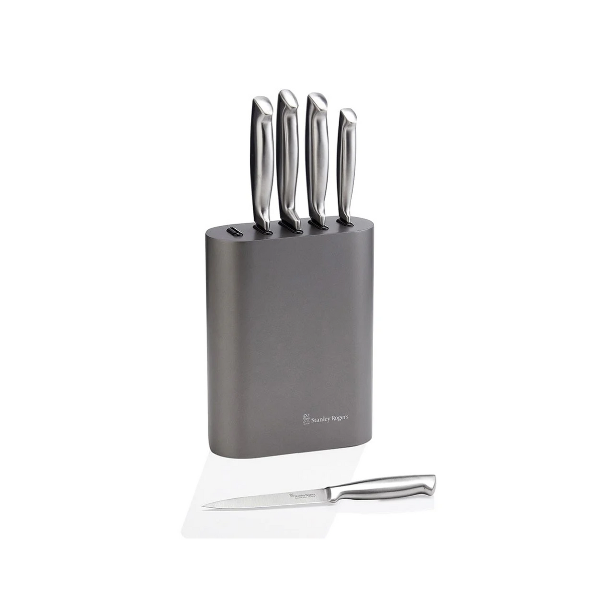 STANLEY ROGERS VERTICAL OVAL METALLIC PEWTER KNIFE BLK 6PC