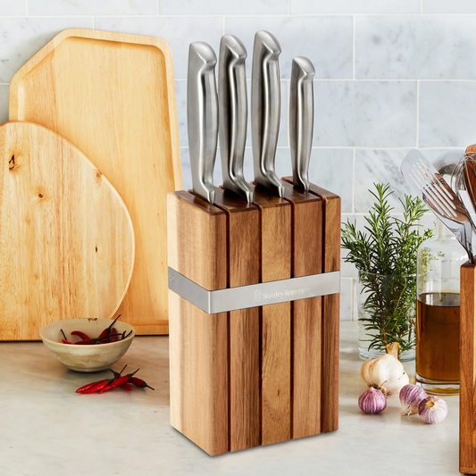 STANLEY ROGERS BANDED STRIPE KNIFE BLOCK 5PC SET