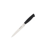 Stanley Rogers slanted oval knife block set 6 piece with acacia wood top and matte black body