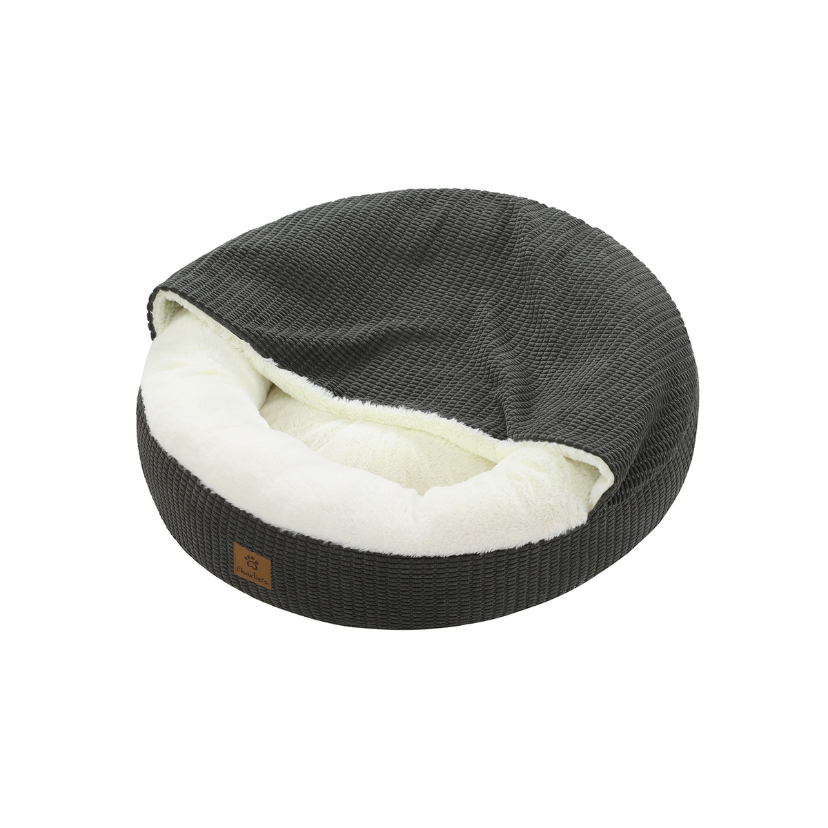 CHARLIE'S Snookie Hooded Calming Dog Bed Charcoal