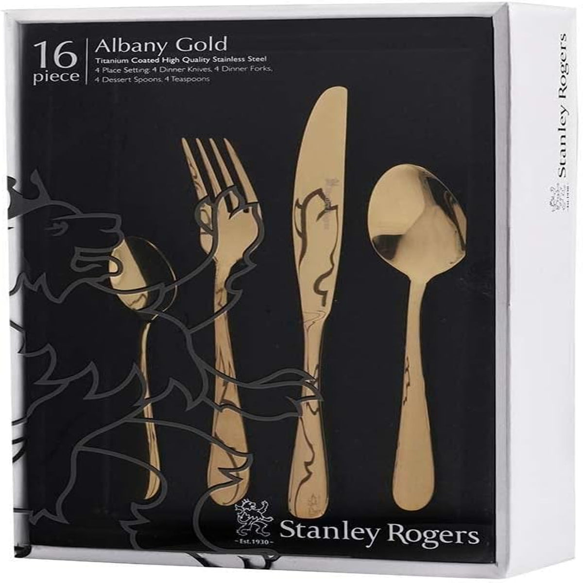 STANLEY ROGERS ALBANY CHAMPAGNE GOLD 16PC CUTLERY