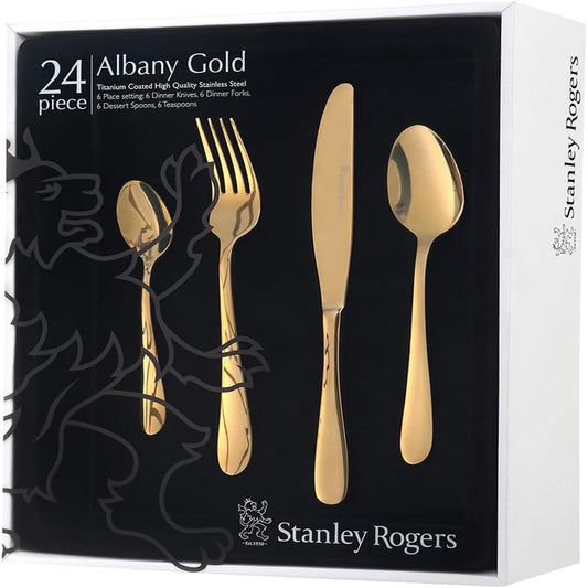 STANLEY ROGERS ALBANY CHAMPAGNE GOLD 24PC CUTLERY