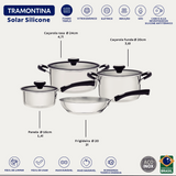 TRAMONTINA  SOLAR 4PC TRI PLY STAINLESS STEEL COOKWARE SET