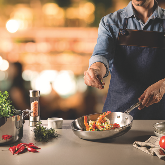 TRAMONTINA  GRANO TRIPLY CLAD 2PC FRYING PAN SET 20CM AND 26CM