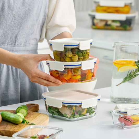 LOCKNLOCK Clear Glass 10Pc Set -White