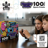 PUZZLE MASTER 100 Piece Lunch Box Puzzle Monster Mash AR Edition