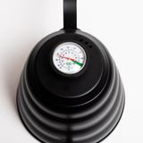 COFFEE CULTURE BLACK STAINLESS STEEL GOOSE KNECK KETTLE WITH THERMOMETER - 1.2L