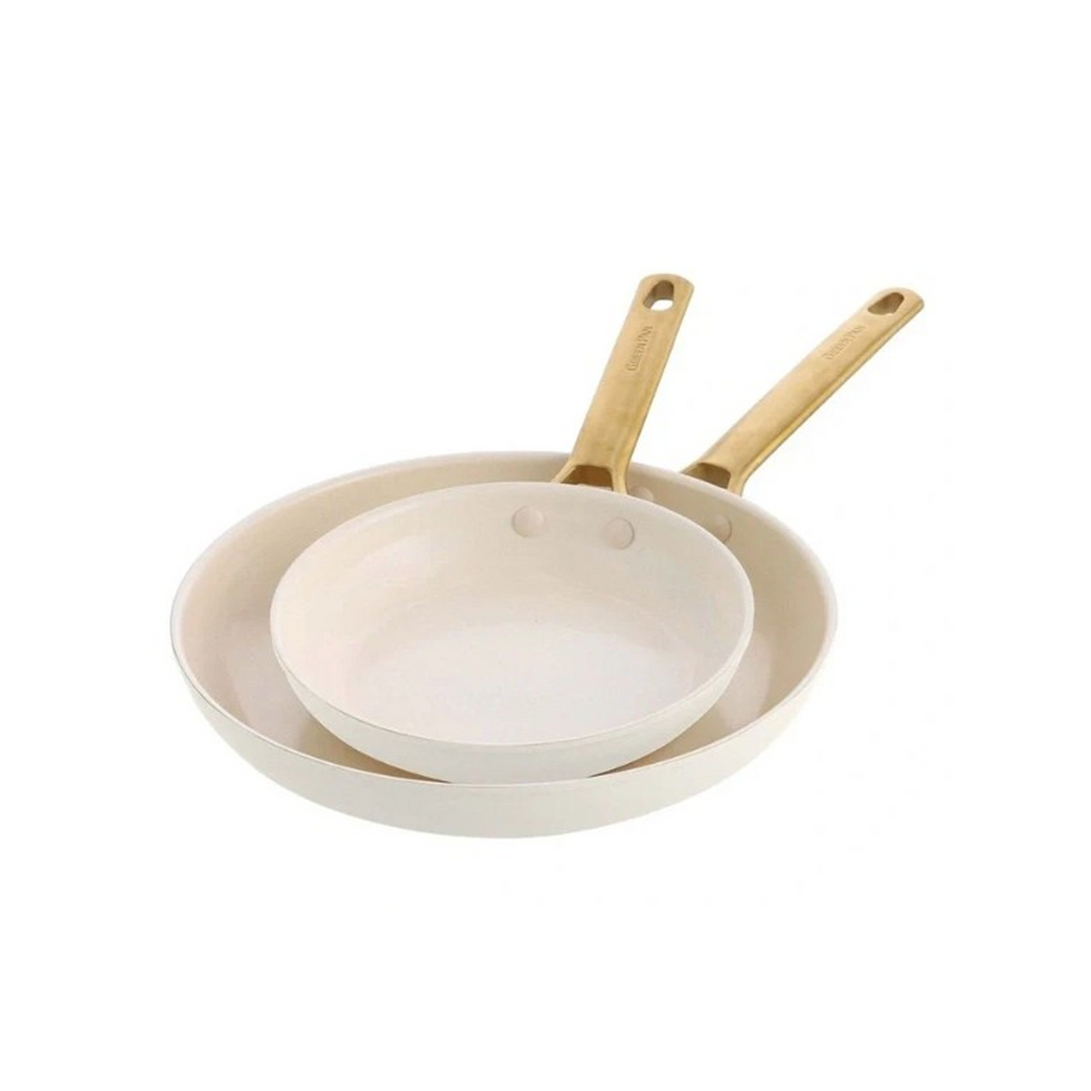 GREENPAN PADOVA CERAMIC 2PC OPEN FRYPAN SET 26/30CM CREAM WHITE