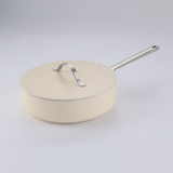 AMERCOOK CAYENNE CERAMIC COATED 7 PIECE COOKWARE SET IVORY