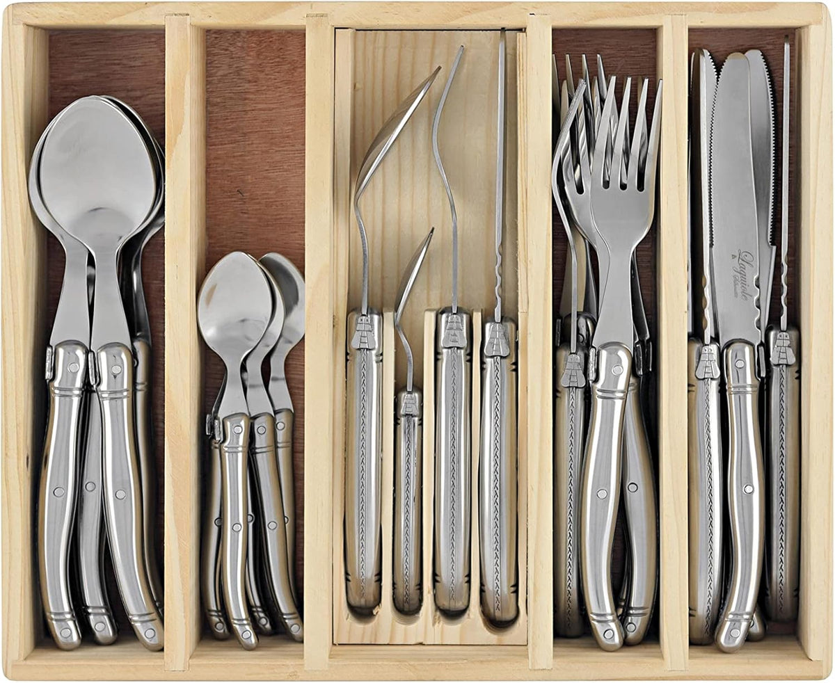 LAGUIOLE SILHOUETTE PREMIUM 24PC CUTLERY SET IN TRADITIONAL PINE BOX