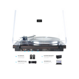 MBEAT HI-FI BLUETOOTH TURNTABLE (MMC, USB, ANTI-SKATING, PREAMPLIFIER) - MACASSAR EBONY