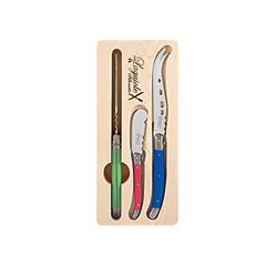 LAGUIOLE SILHOUETTE 3PC CHEESE KNIFE SET WITH BAMBOO SERVING BOARD 40.5CM x30.5CM