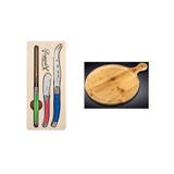 LAGUIOLE SILHOUETTE 3PC CHEESE KNIFE SET WITH BAMBOO SERVING BOARD 40.5CM x30.5CM