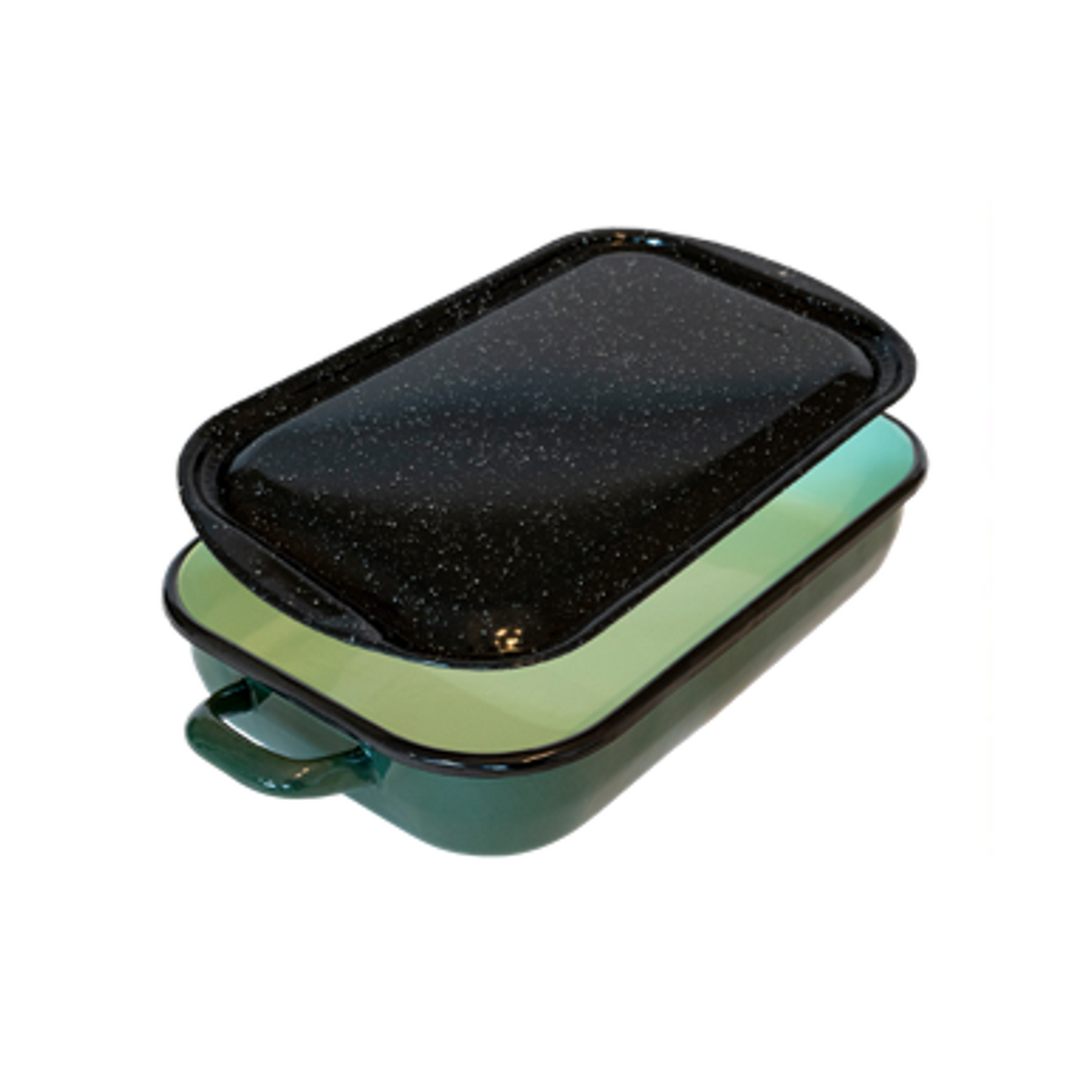 URBAN STYLE ENAMEL 36CM BAKING DISH WITH LID GREEN