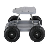 Gardeon Garden Cart Seat with Wheels, Rolling Work Stool with Tool Storage Tray, 440lbs (200kg) Heavy Duty Capacity Garden Stool for Outdoor Yard Work, Car Detailing, and Garage Maintenance, Grey/Black