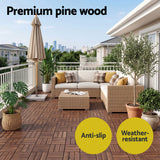 Gardeon 27PCS Wood Deck Tiles 30x30cm Interlocking Floor Tiles Pine Brown