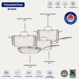 TRAMONTINA  GRANO 4PC TRIPLY CLAD COOKWARE SET STAINLESS STEEL