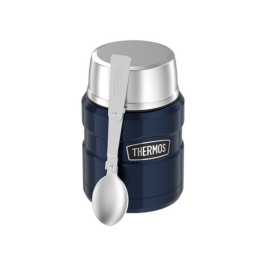THERMOS 470ML STAINLESS KING VACUUM INSULATED FOOD JAR MIDNIGHT BLUE