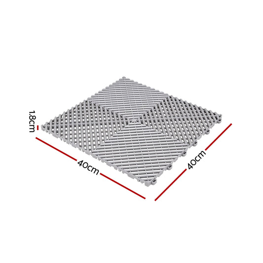 Giantz 20PCS Garage Floor Tiles Interlocking Drainage Non-Slip Tiles Heavy Duty for Workshop Grey