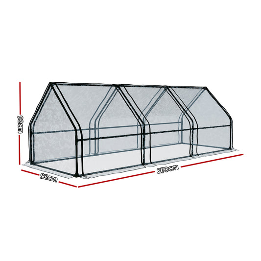 Green Fingers Greenhouse 2.7x0.9x0.9M Mini Green House Raised Garden Bed Planter Box