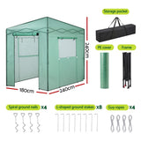 Green Fingers Greenhouse 180x240x240cm Steel Frame PE Cover Outdoor Shelter