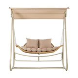 Gardeon Outdoor Swing Chair 2-Seater Rattan Seat with Canopy Beige