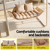Gardeon Outdoor Swing Chair 2-Seater Rattan Seat with Canopy Beige