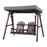 Gardeon Outdoor Wooden Swing Chair with Canopy Middle Table Charcoal