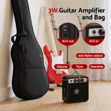 Alpha 30 Inch Junior Electric Guitar Beginner Set with 3W Mini Amp Carry Bag and Accessories Red