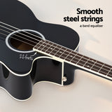 Alpha 43" Acoustic Bass Guitar Black 4-Band EQ