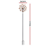 Gardeon Garden Windmill Metal Wind Spinner Solar Light Outdoor 190cmr Bronze