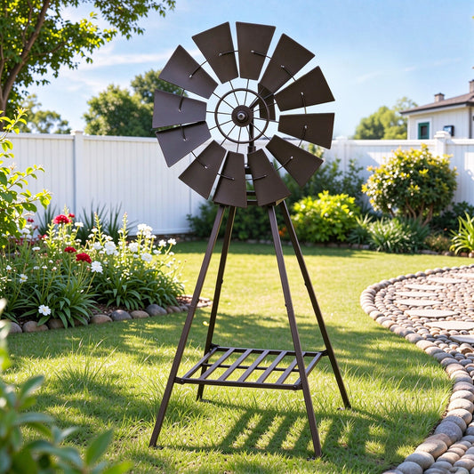 Gardeon Garden Windmill Metal Outdoor Yard Decor 120cm Bronze