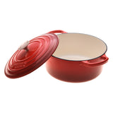 GOURMET KITCHEN Cast Iron Casserole Black Cherry Red