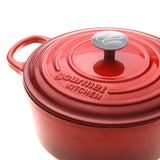 GOURMET KITCHEN Cast Iron Casserole Black Cherry Red