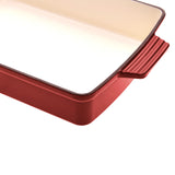 GOURMET KITCHEN Cast Iron Rectangular Baking Pan 33cm Black Cherry Red
