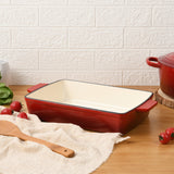 GOURMET KITCHEN Cast Iron Rectangular Baking Pan 33cm Black Cherry Red