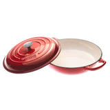 GOURMET KITCHEN Cast Iron Shallow Casserole 30cm Black Cherry Red