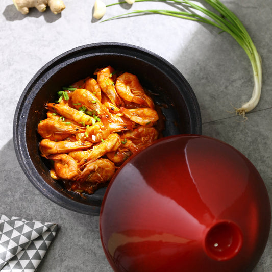 GOURMET KITCHEN Signature Cast Iron Tagine with Ceramic Lid Red 25cm