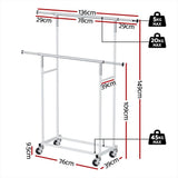 Artiss 2X Clothes Rack Double Rod Airer Rail Coat Stand Adjustable Hanger