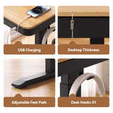 Artiss Motorised Standing Desk with Storage Drawer 120cm Wood Black