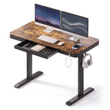 Artiss Motorised Standing Desk with Storage Drawer 120cm Rustic Brown
