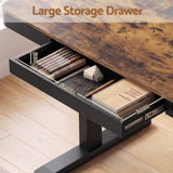 Artiss Motorised Standing Desk with Storage Drawer 120cm Rustic Brown