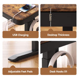 Artiss Motorised Standing Desk with Storage Drawer 120cm Rustic Brown