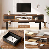 Artiss Electric Standing Desk Height Adjustable Home Office 120cm Rustic Brown