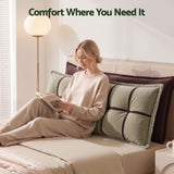 Giselle Bedding Headboard Pillow with Double-Layer Storage Wedge Reading Backrest with Adjustable Filling, Chenille Bed Rest Cushion for Daybed, Dorm, and RV Double