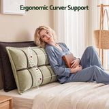 Giselle Bedding Headboard Pillow with Double-Layer Storage Wedge Reading Backrest with Adjustable Filling, Chenille Bed Rest Cushion for Daybed, Dorm, and RV Queen