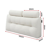 Giselle wedge pillow headboard with non-flattening shredded foam core, perfect for dorm reading or sofa lap desk, 330g corduroy cover, side pockets, Double